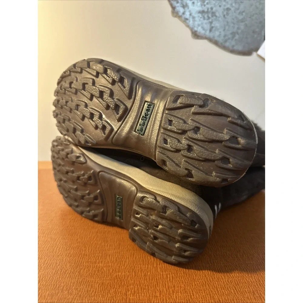 LL BEAN Youth Size 6 Brown Suede Outdoor Winter Snow Boots